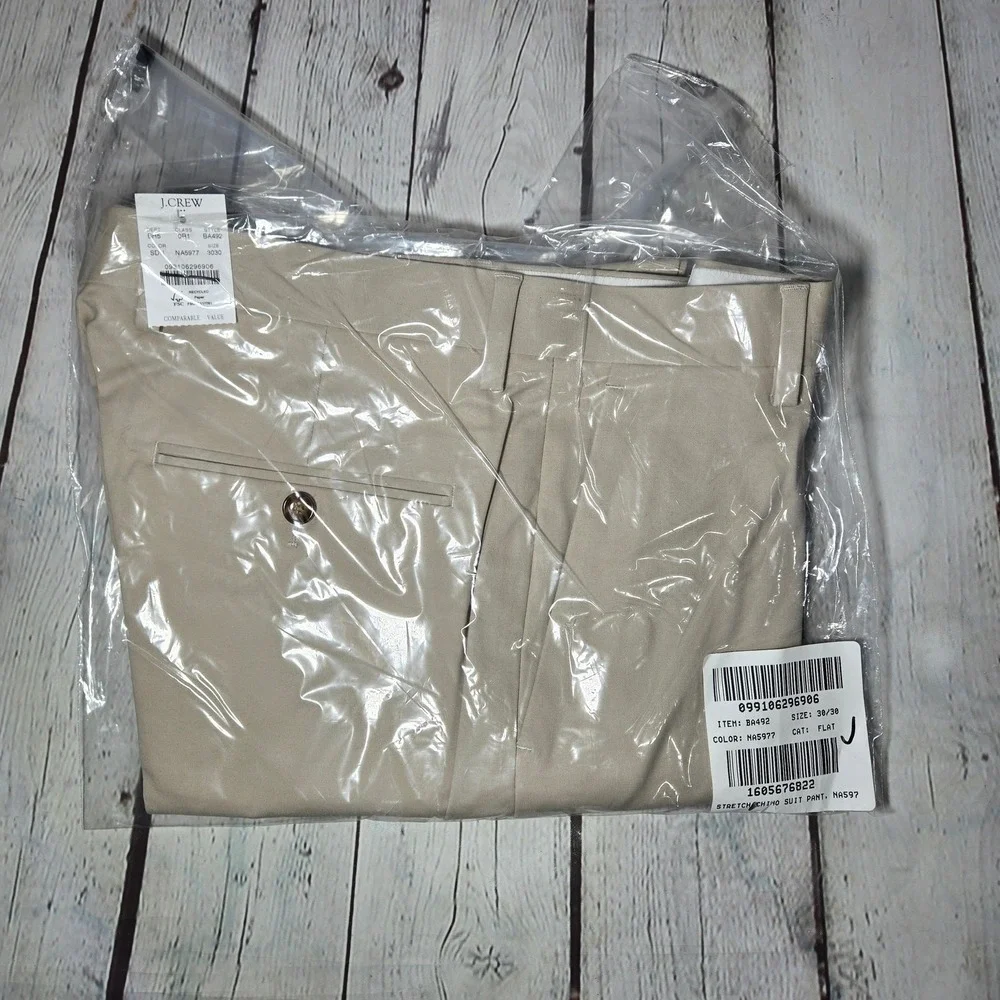 J Crew Thompson Tapered Chino‎ Pants Mens 30x30 Khaki Flat Front Cotton Blend